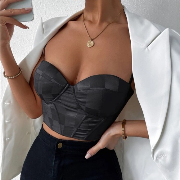 Tops - Sexy lace up back corset bustier cami top